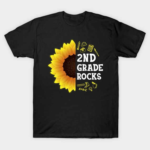 Sunflower 2nd Grade Rocks Shirt Teacher Student Kid Back To School T-Shirt by hardyhtud